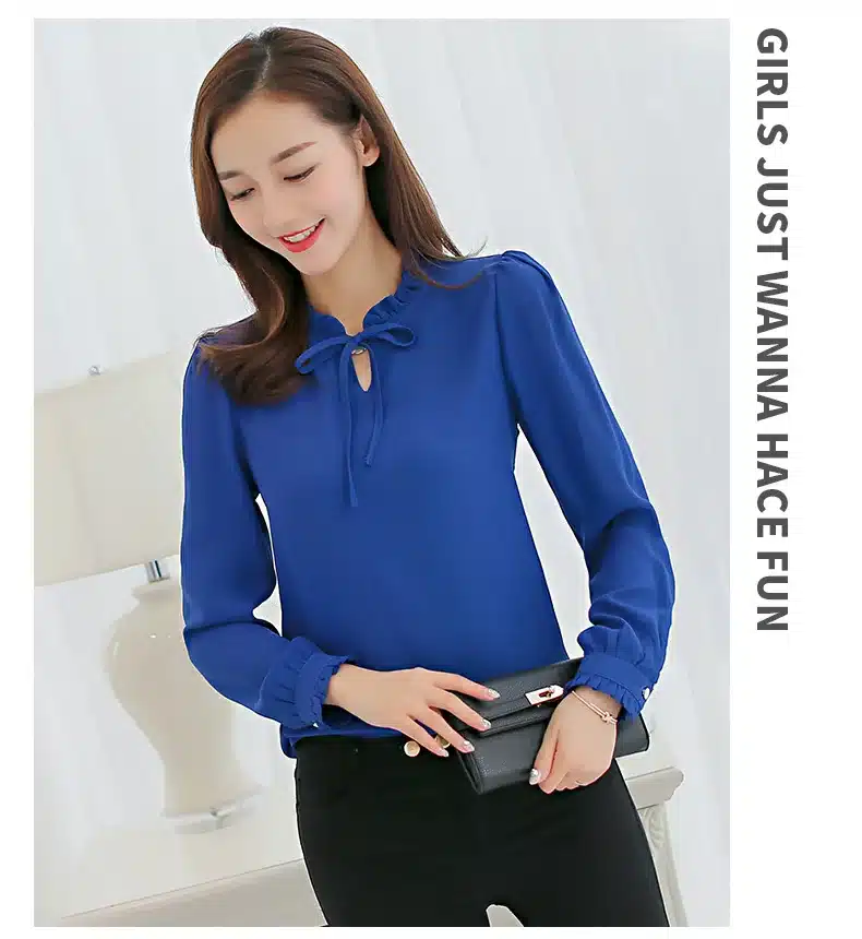 Autumn 2019 Women White Shirt Long Sleeve Black Shirt Korean Women Clothing Streetwear Slim Chiffon Blouse Elegant Women Tops 31