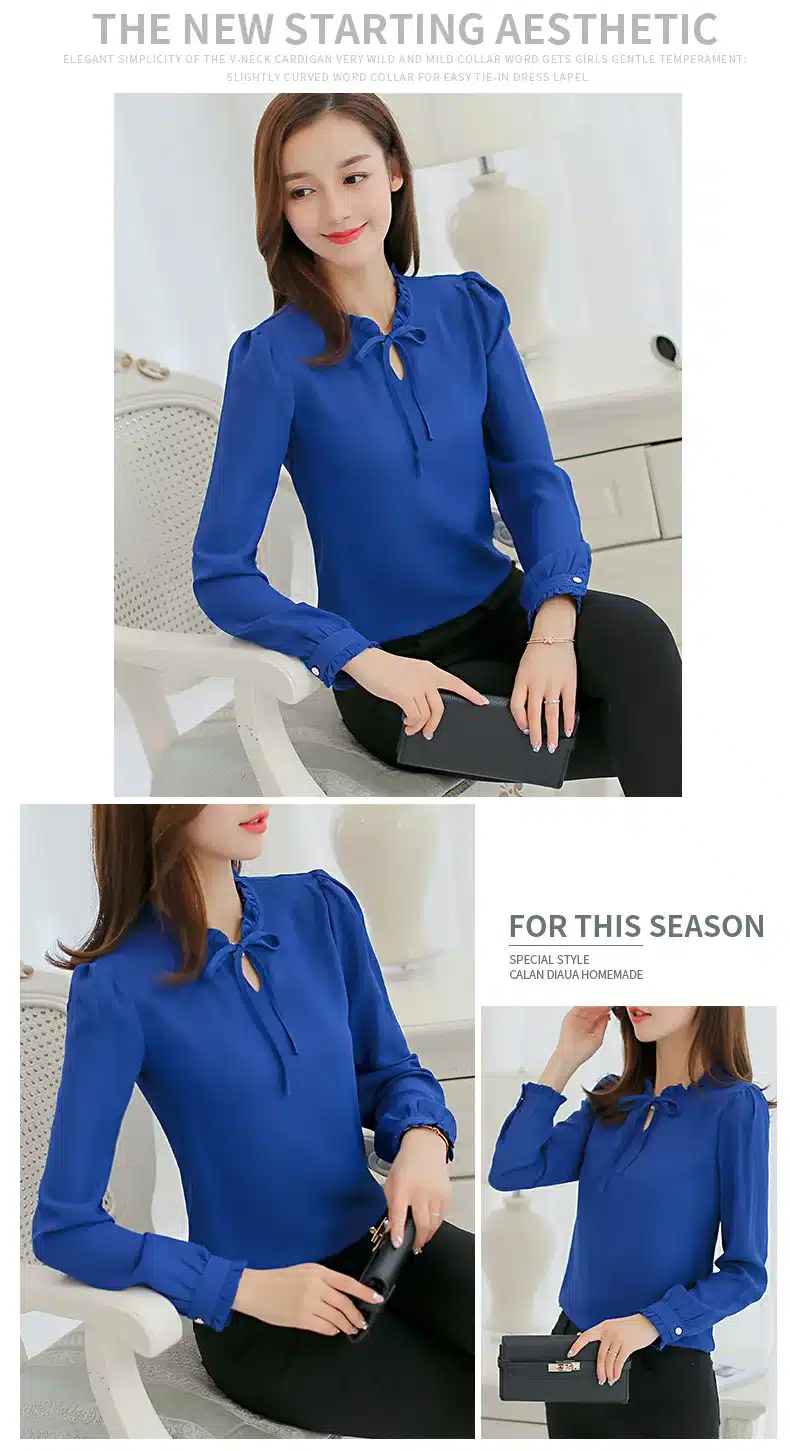 Autumn 2019 Women White Shirt Long Sleeve Black Shirt Korean Women Clothing Streetwear Slim Chiffon Blouse Elegant Women Tops 34