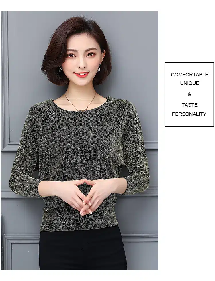Shiny Sequin Blouse Women Tunic Fashion Woman Blouses 2019 Spring Summer OL Womens Tops and Blouses Plus Size Bat Sleeve Shirts 19