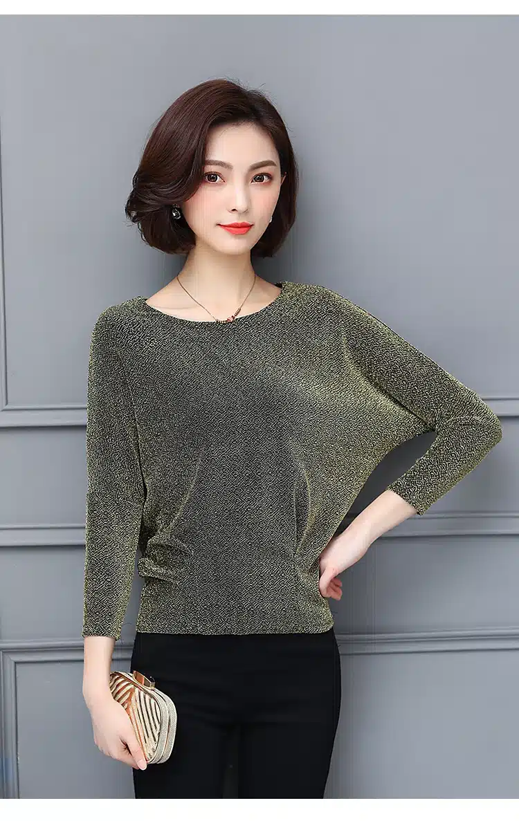 Shiny Sequin Blouse Women Tunic Fashion Woman Blouses 2019 Spring Summer OL Womens Tops and Blouses Plus Size Bat Sleeve Shirts 20