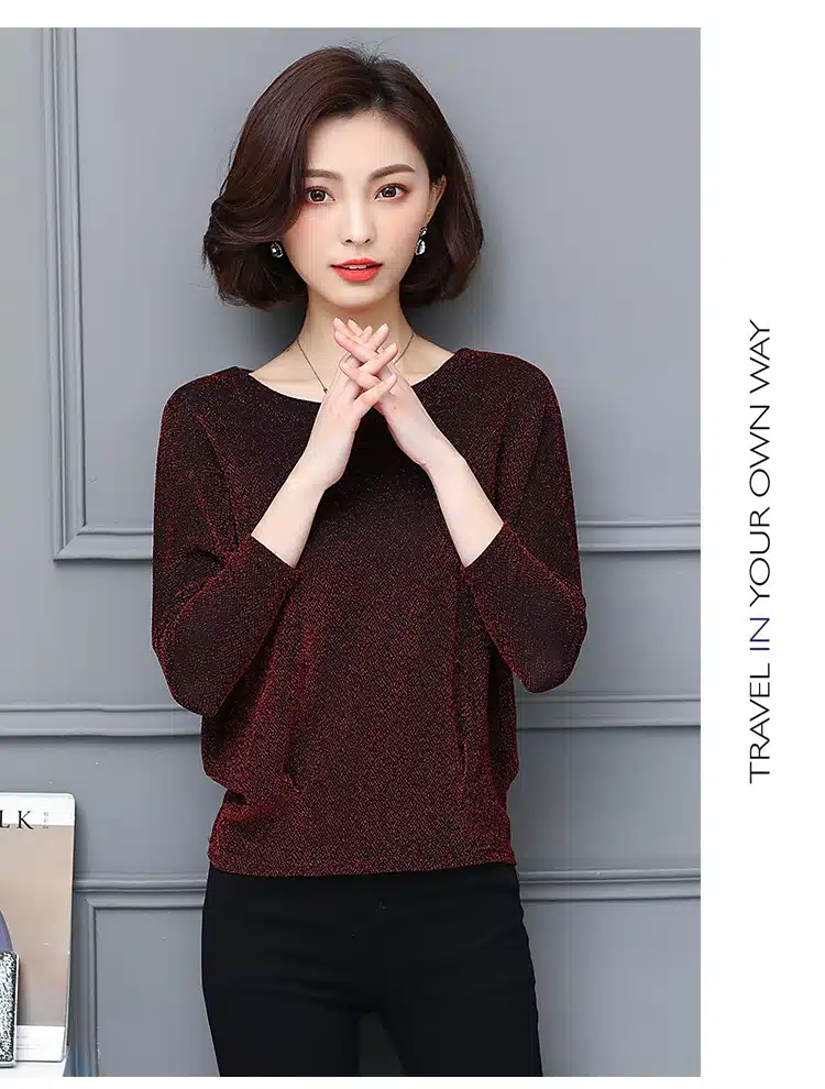 Shiny Sequin Blouse Women Tunic Fashion Woman Blouses 2019 Spring Summer OL Womens Tops and Blouses Plus Size Bat Sleeve Shirts 22