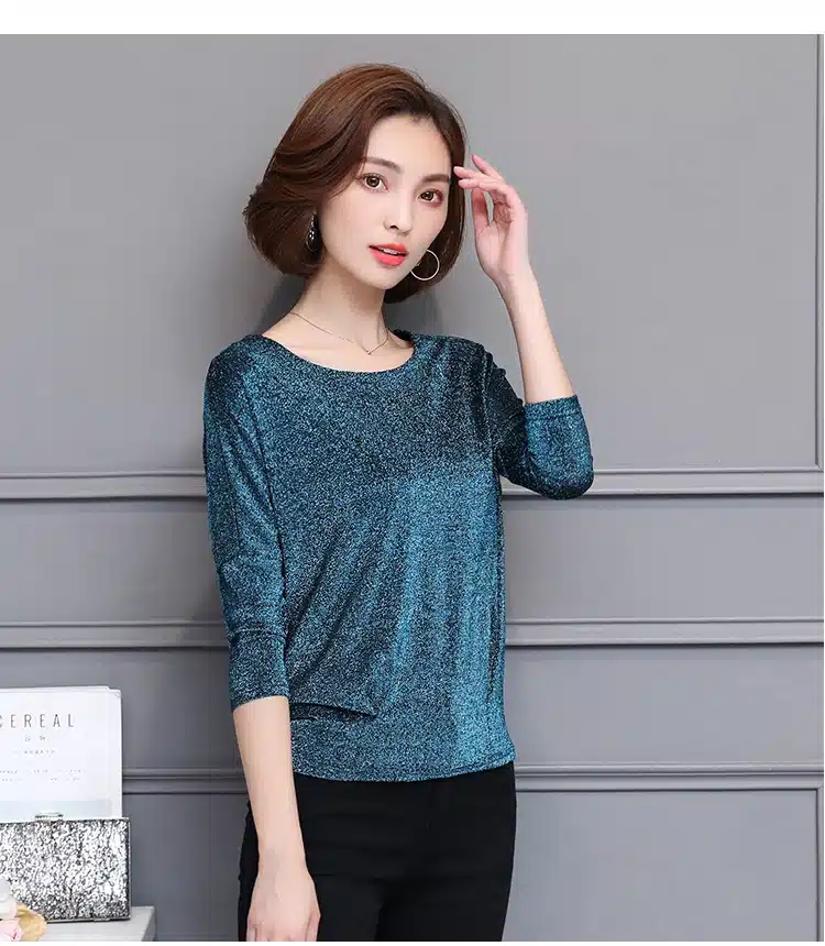 Shiny Sequin Blouse Women Tunic Fashion Woman Blouses 2019 Spring Summer OL Womens Tops and Blouses Plus Size Bat Sleeve Shirts 23