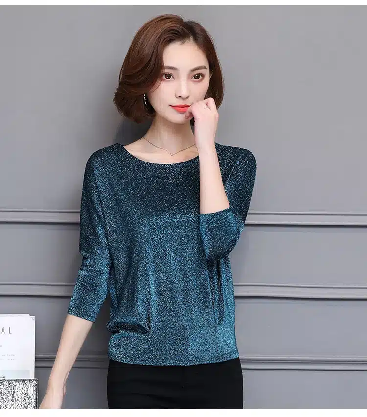 Shiny Sequin Blouse Women Tunic Fashion Woman Blouses 2019 Spring Summer OL Womens Tops and Blouses Plus Size Bat Sleeve Shirts 24