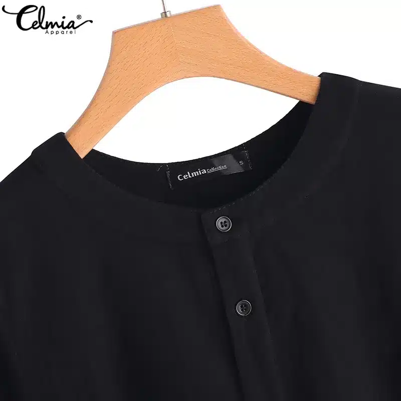 Plus Size Women Linen Shirt Dresses 2019 Celmia Summer Mini Dress Vintage Cotton Short Sleeve Vestido Robe Femme Beach Sundress 24