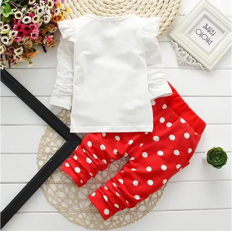 LILIGIRL Baby Girls Sport Clothes Sets 2019 Newborn Cotton Mickey T-Shirt+Polka Dot Pants Suit for Kids Tops Trousers Clothing 5
