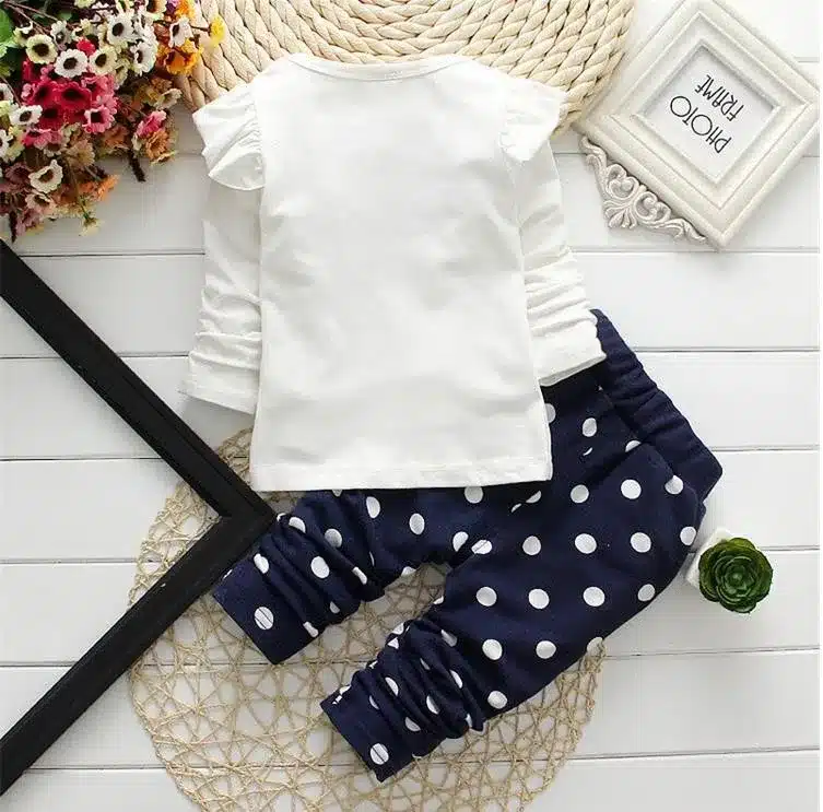 LILIGIRL Baby Girls Sport Clothes Sets 2019 Newborn Cotton Mickey T-Shirt+Polka Dot Pants Suit for Kids Tops Trousers Clothing 8