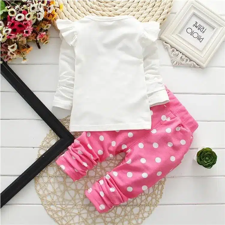 LILIGIRL Baby Girls Sport Clothes Sets 2019 Newborn Cotton Mickey T-Shirt+Polka Dot Pants Suit for Kids Tops Trousers Clothing 10