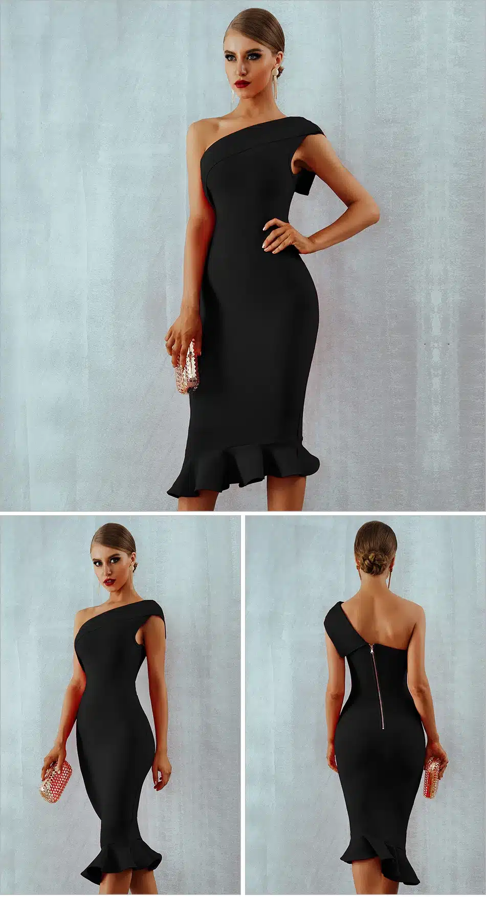Adyce 2019 New Summer Women Bandage Dress Vestidos One Shoulder Sleeveless Ruffles Nightclub Dress Celebrity Evening Party Dress 17