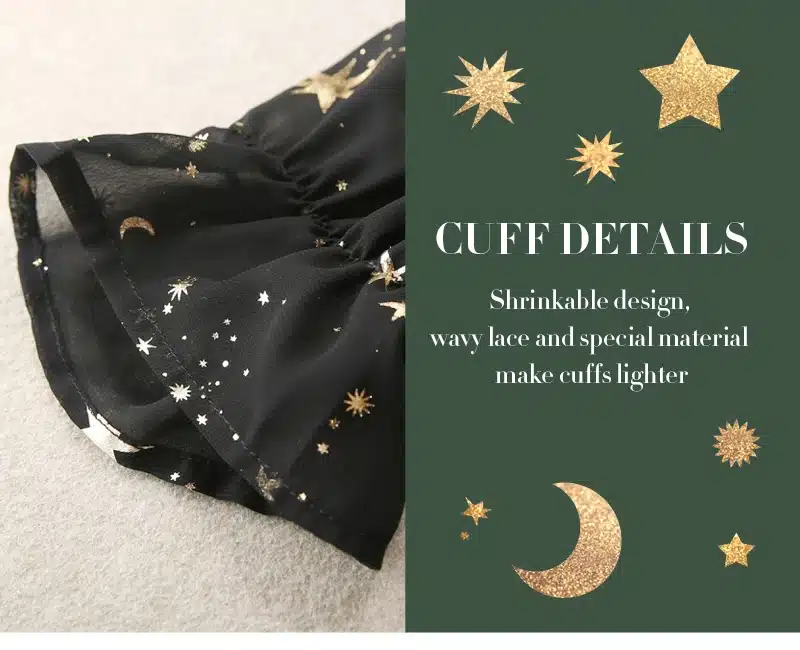 HDY Haoduoyi Star Moon Print Dress 2019 Spring Black Long Sleeve Elegant Party Dresses New Year Lining Suit Two Midi-Dresses 18