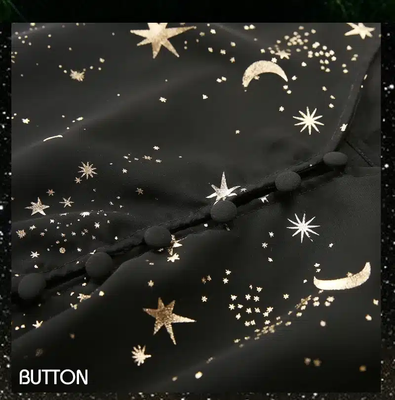 HDY Haoduoyi Star Moon Print Dress 2019 Spring Black Long Sleeve Elegant Party Dresses New Year Lining Suit Two Midi-Dresses 23