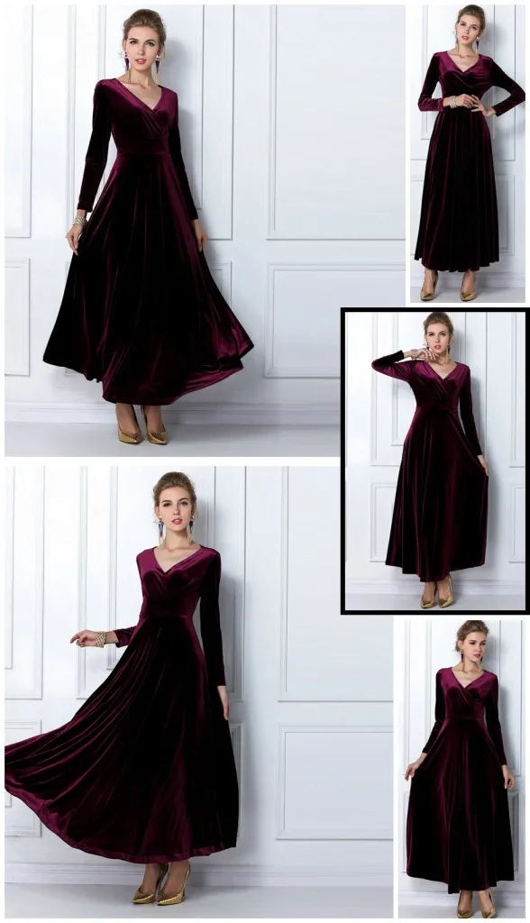 ALABIFU Autumn Winter Dress Women 2019 Casual Vintage Ball Gown Velvet Dress Plus Size 3XL Sexy Long Party Dress Vestidos 24