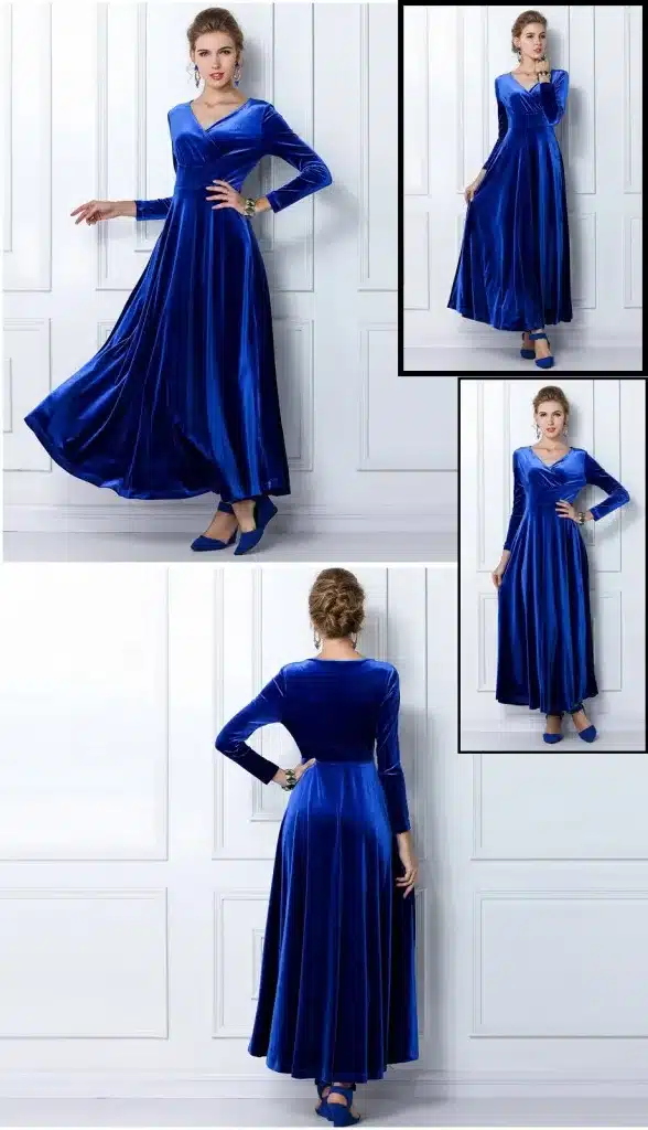 ALABIFU Autumn Winter Dress Women 2019 Casual Vintage Ball Gown Velvet Dress Plus Size 3XL Sexy Long Party Dress Vestidos 26