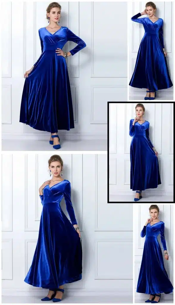 ALABIFU Autumn Winter Dress Women 2019 Casual Vintage Ball Gown Velvet Dress Plus Size 3XL Sexy Long Party Dress Vestidos 27