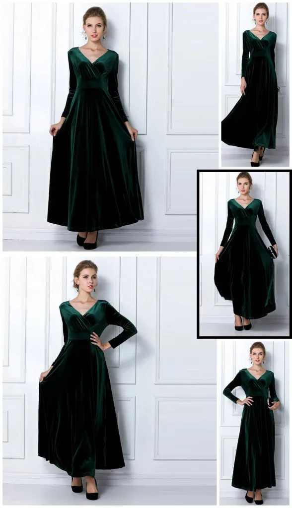 ALABIFU Autumn Winter Dress Women 2019 Casual Vintage Ball Gown Velvet Dress Plus Size 3XL Sexy Long Party Dress Vestidos 28
