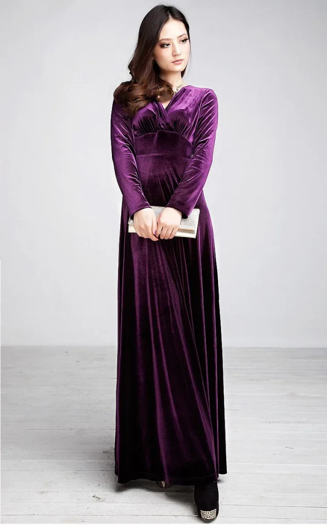 ALABIFU Autumn Winter Dress Women 2019 Casual Vintage Ball Gown Velvet Dress Plus Size 3XL Sexy Long Party Dress Vestidos 41