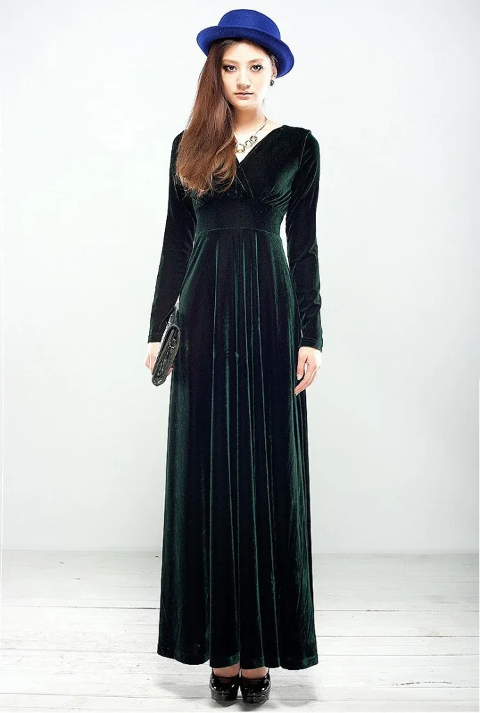 ALABIFU Autumn Winter Dress Women 2019 Casual Vintage Ball Gown Velvet Dress Plus Size 3XL Sexy Long Party Dress Vestidos 62