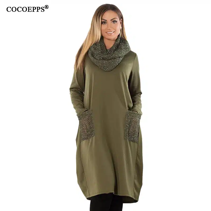 COCOEPPS 5XL 6XL Winter Loose women Dress big sizes Casual Long Sleeve Dress new 2019 Plus Size Women Clothing blue Vestidos 20