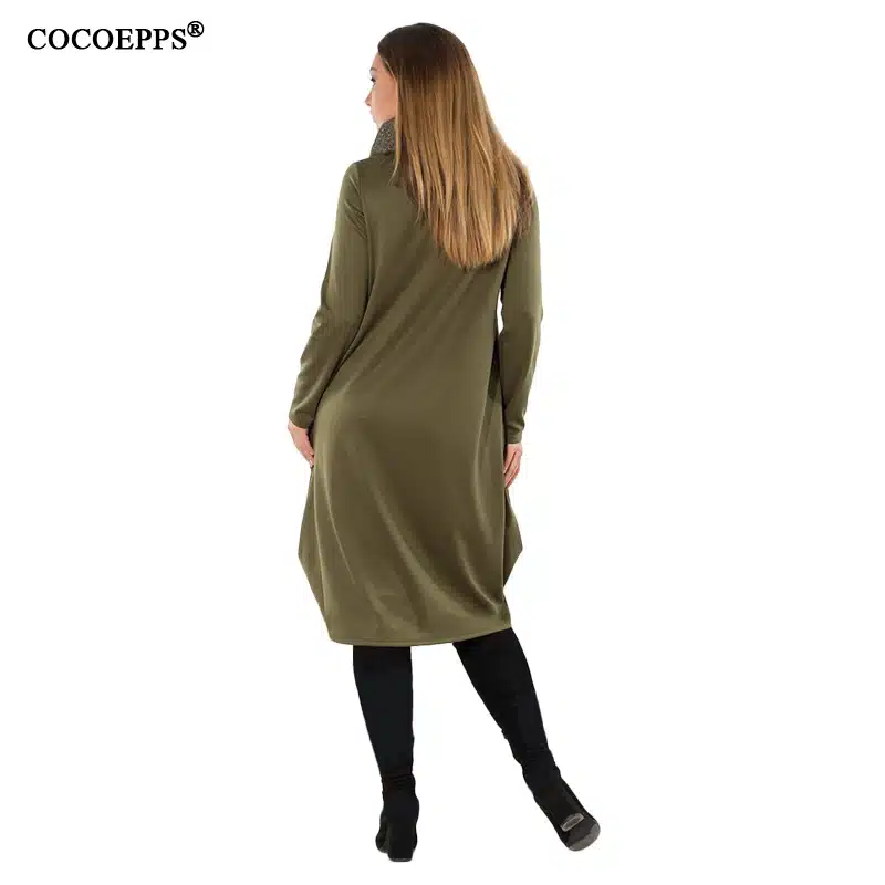 COCOEPPS 5XL 6XL Winter Loose women Dress big sizes Casual Long Sleeve Dress new 2019 Plus Size Women Clothing blue Vestidos 21