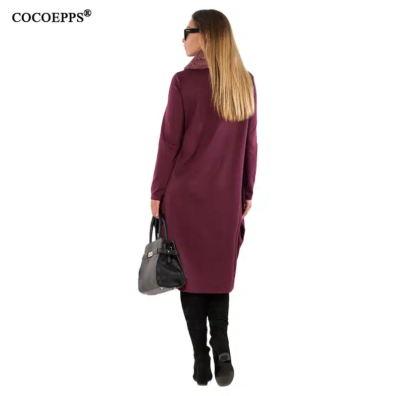 COCOEPPS 5XL 6XL Winter Loose women Dress big sizes Casual Long Sleeve Dress new 2019 Plus Size Women Clothing blue Vestidos 25