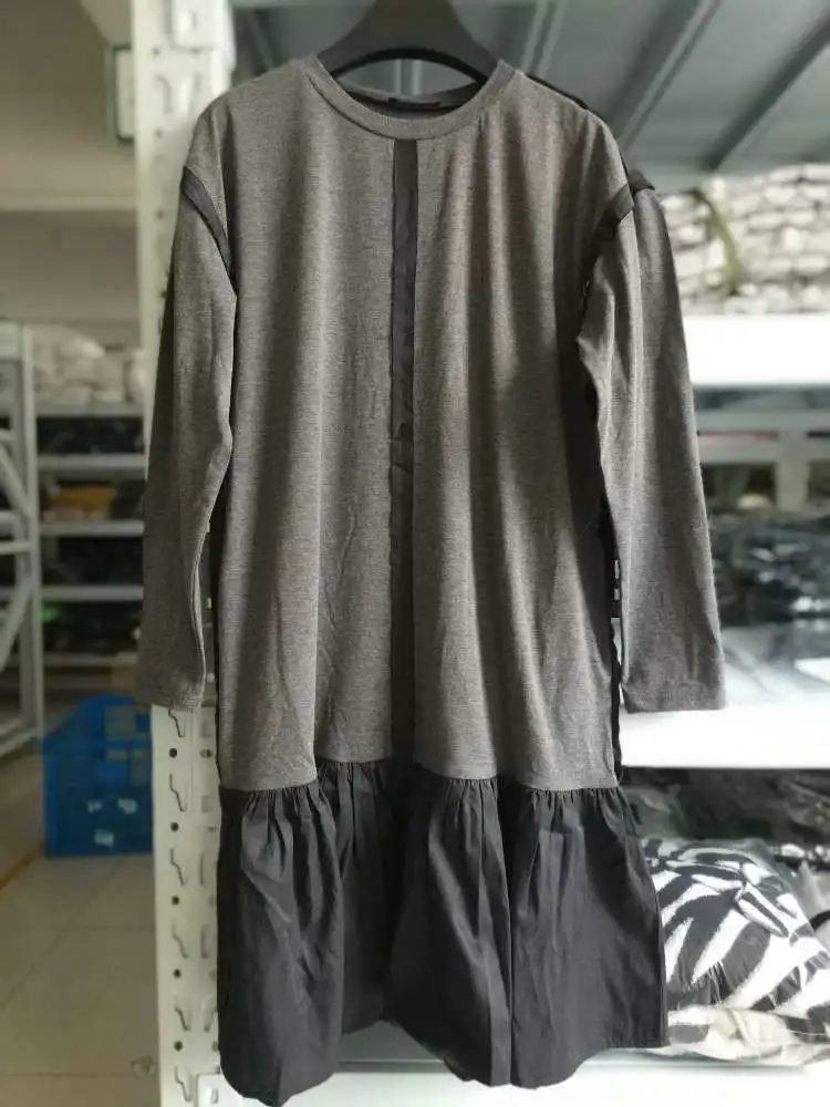 LANMREM 2019 New Fashion Spring Ruffle Patchwork Hemlin Female's Dress Long Sleeve Loose O-neck Loose Casual Cloth Vestido YF790 5