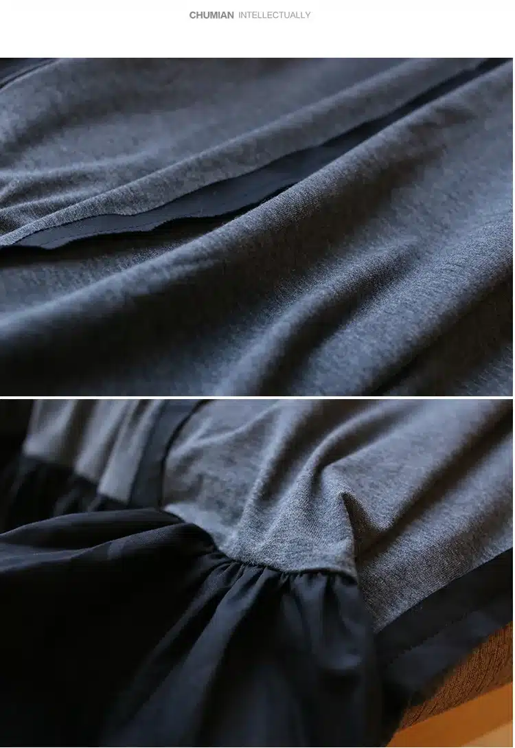 LANMREM 2019 New Fashion Spring Ruffle Patchwork Hemlin Female's Dress Long Sleeve Loose O-neck Loose Casual Cloth Vestido YF790 13