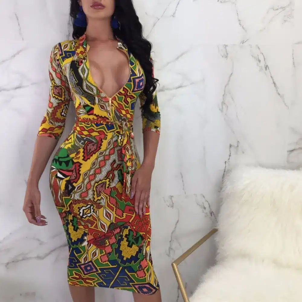 Fashion 2019 Summer dress Zippers Sexy Women Clothes Print dresses Pencil plus size 13