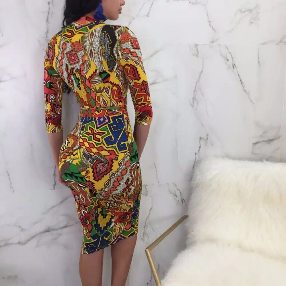 Fashion 2019 Summer dress Zippers Sexy Women Clothes Print dresses Pencil plus size 14
