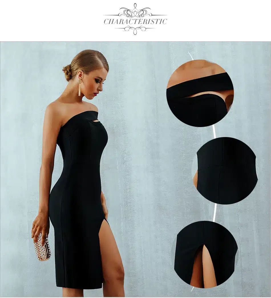Adyce Bodycon Bandage Dress Women Vestidos Verano 2019 Summer Sexy Elegant White Black One Shoulder Midi Celebrity Party Dresses 12