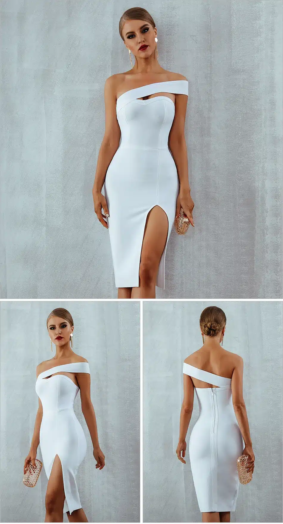 Adyce Bodycon Bandage Dress Women Vestidos Verano 2019 Summer Sexy Elegant White Black One Shoulder Midi Celebrity Party Dresses 15