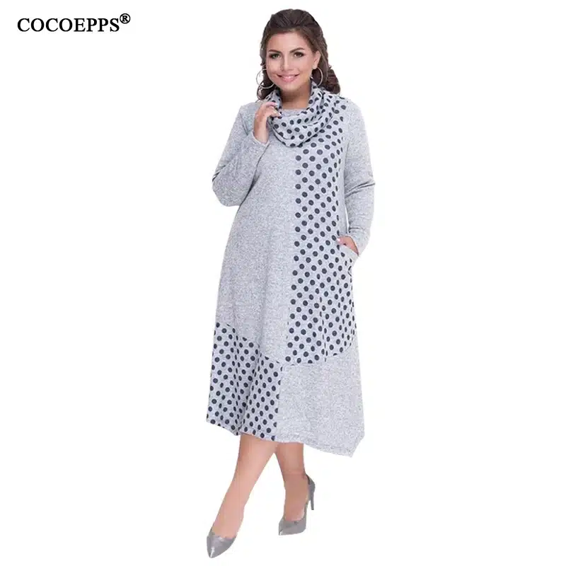 COCOEPPS Plus Sizes Autumn Women Dresses 2019 Winter Large Size Loose Dress Female Long Big Size Dress Women Clothings 5XL 6XL 16
