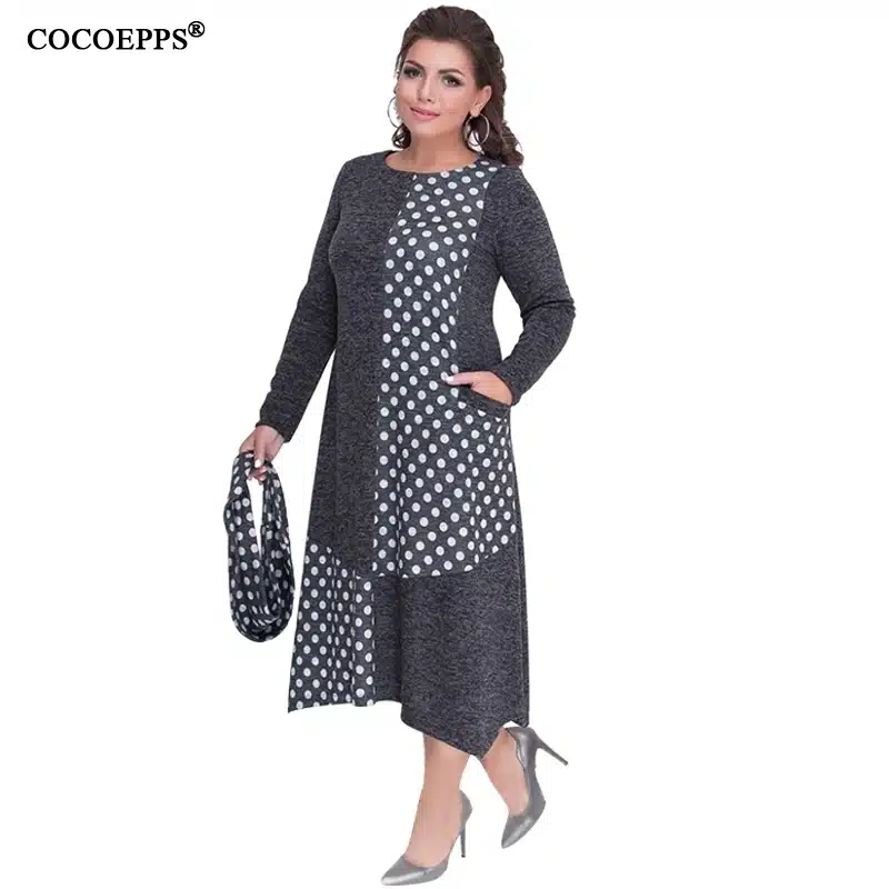 COCOEPPS Plus Sizes Autumn Women Dresses 2019 Winter Large Size Loose Dress Female Long Big Size Dress Women Clothings 5XL 6XL 17