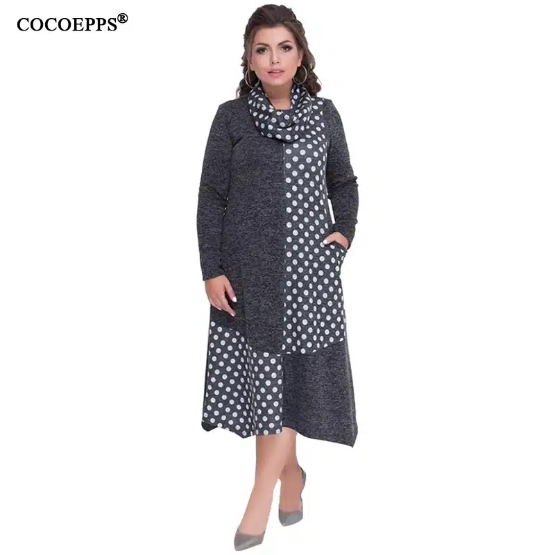 COCOEPPS Plus Sizes Autumn Women Dresses 2019 Winter Large Size Loose Dress Female Long Big Size Dress Women Clothings 5XL 6XL 20