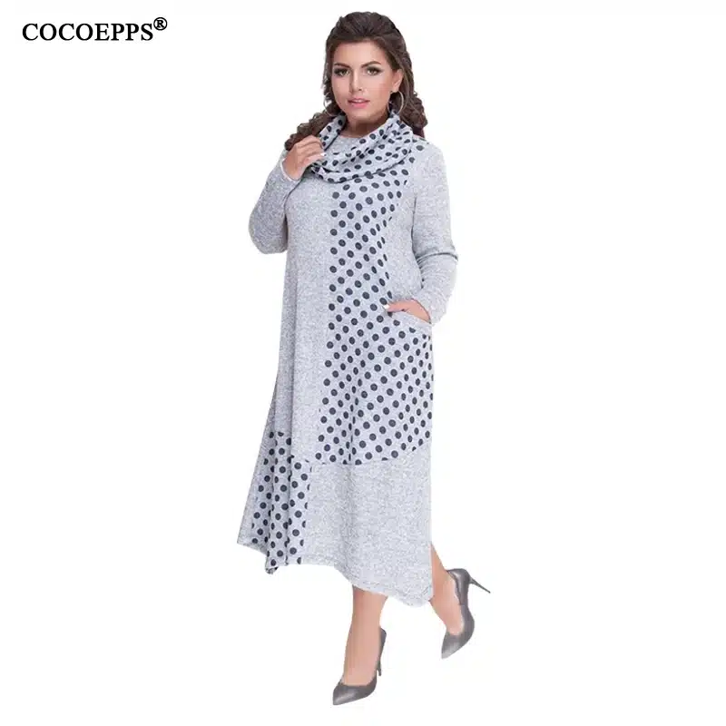 COCOEPPS Plus Sizes Autumn Women Dresses 2019 Winter Large Size Loose Dress Female Long Big Size Dress Women Clothings 5XL 6XL 21