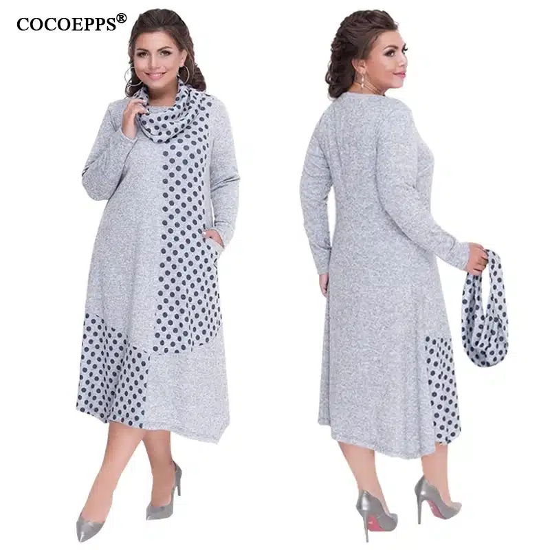 COCOEPPS Plus Sizes Autumn Women Dresses 2019 Winter Large Size Loose Dress Female Long Big Size Dress Women Clothings 5XL 6XL 22