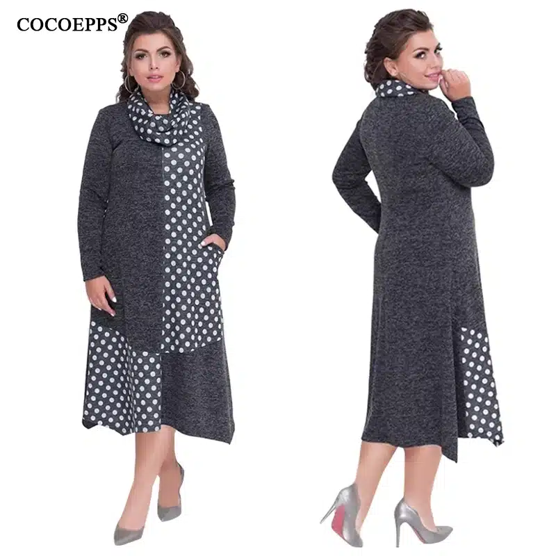 COCOEPPS Plus Sizes Autumn Women Dresses 2019 Winter Large Size Loose Dress Female Long Big Size Dress Women Clothings 5XL 6XL 23