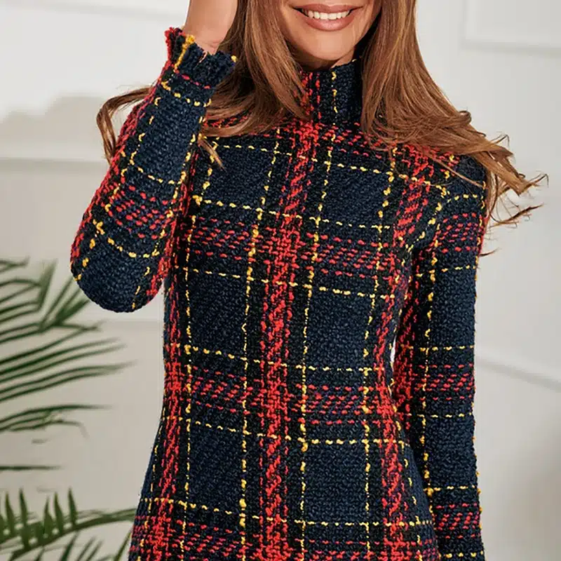 2019 Spring Plaid Print Tassels Mini Dress Women Elegant Vintage Dress Long Sleeve Sheath Casual Dress Female Bodycon Dress 21