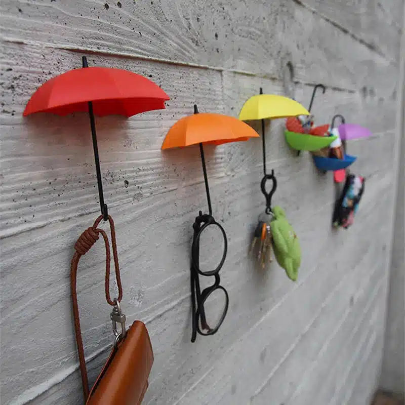 3Pcs/Lot Colorful Umbrella Shaped Wall Hooks Creative Hanger Wall Decorative Holder Wall Hook For Kitchen Bathroom Accessories 12
