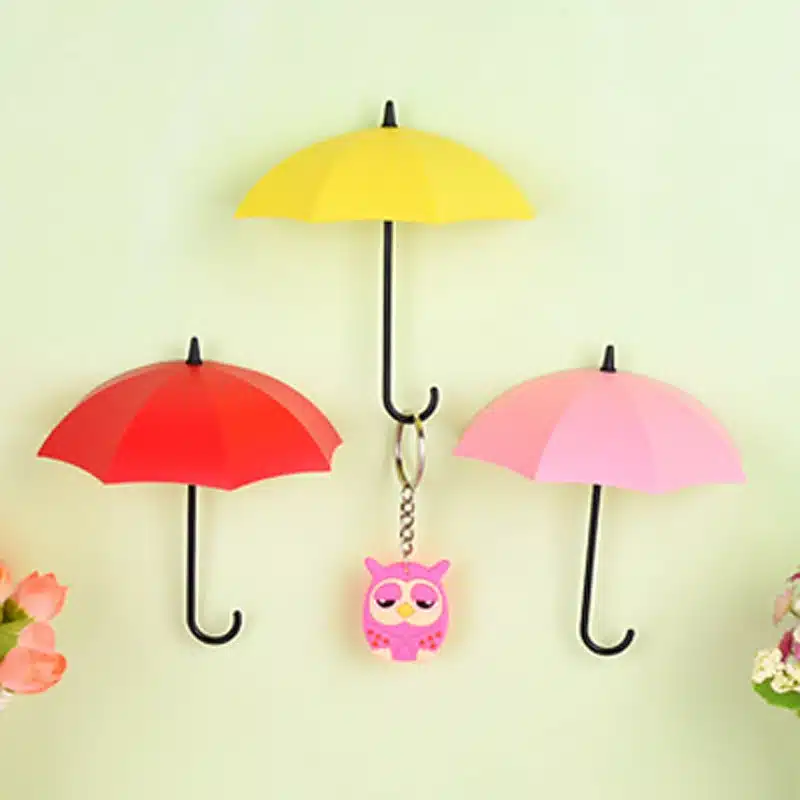 3Pcs/Lot Colorful Umbrella Shaped Wall Hooks Creative Hanger Wall Decorative Holder Wall Hook For Kitchen Bathroom Accessories 15