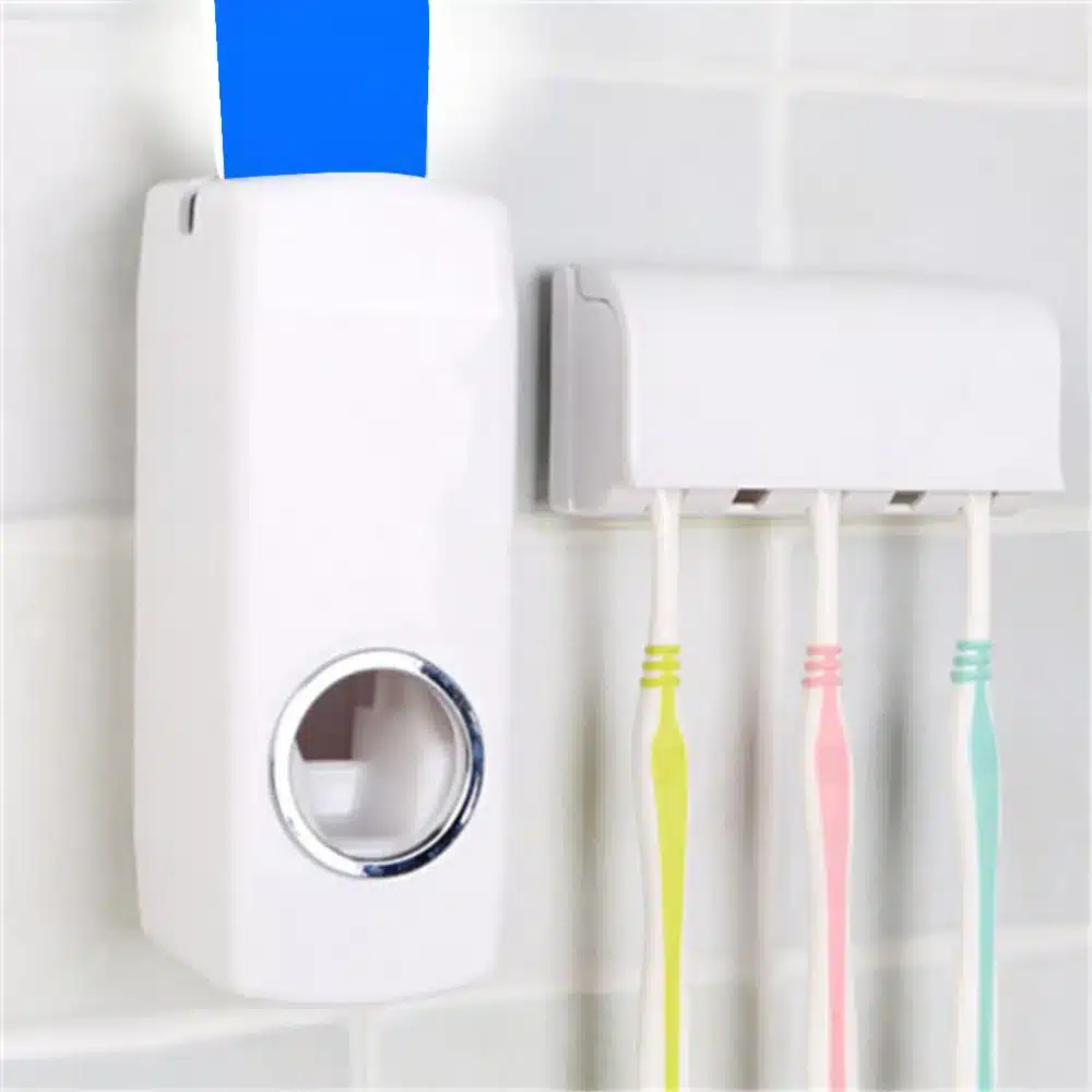 Hot Sale Automatic Toothpaste Dispenser Family Toothbrush Holder set High Quality Bathroom sets 12