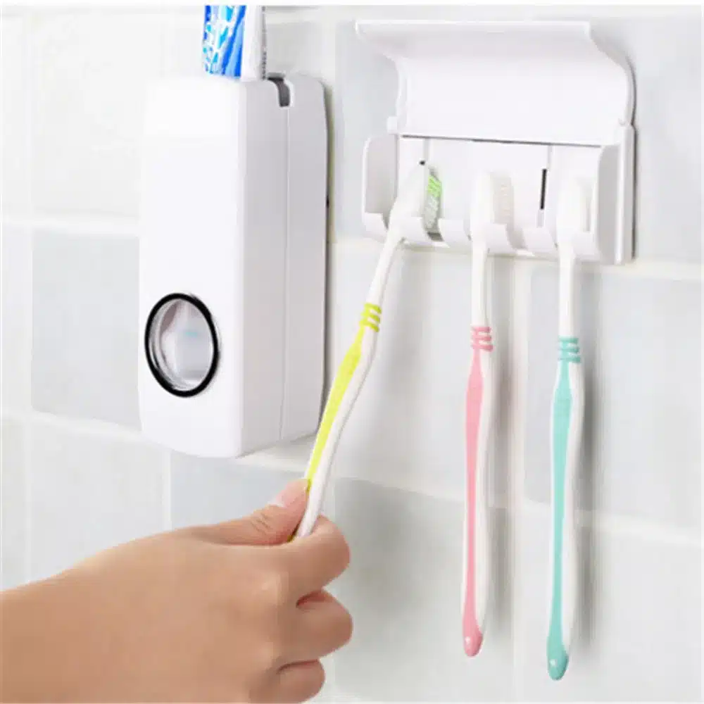 Hot Sale Automatic Toothpaste Dispenser Family Toothbrush Holder set High Quality Bathroom sets 13