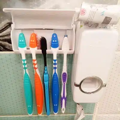Hot Sale Automatic Toothpaste Dispenser Family Toothbrush Holder set High Quality Bathroom sets 14