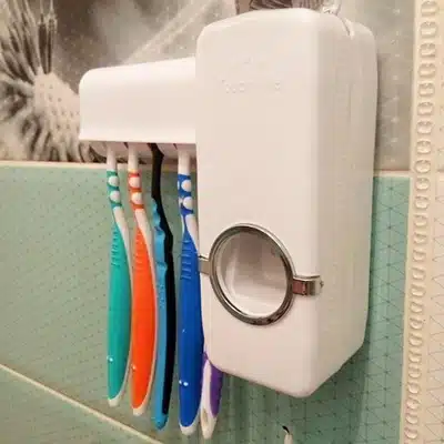 Hot Sale Automatic Toothpaste Dispenser Family Toothbrush Holder set High Quality Bathroom sets 17