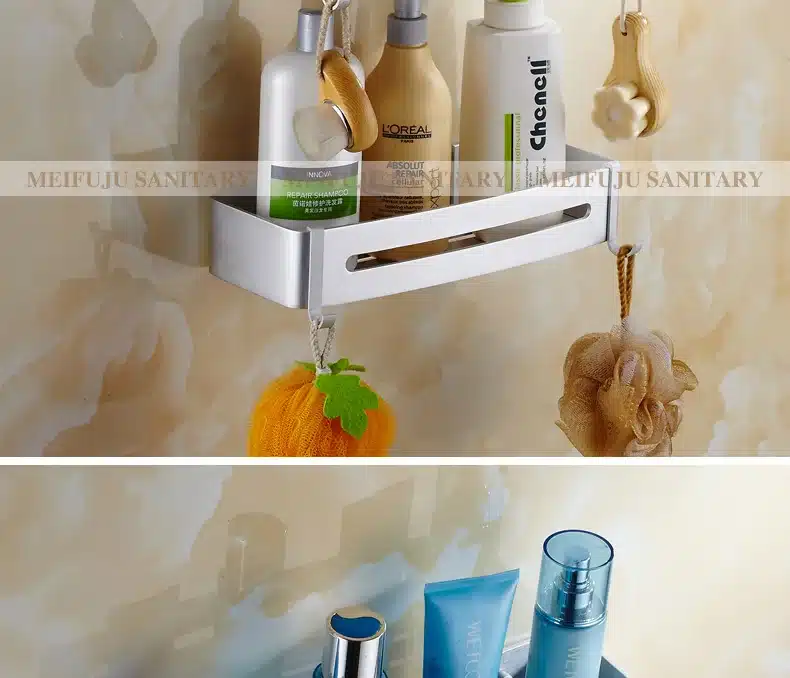 Space Aluminum Bathroom Shelf cosmetic rack with hooks bathroom rack shelves households rack bathroom 1-3 layers corner shelf 11
