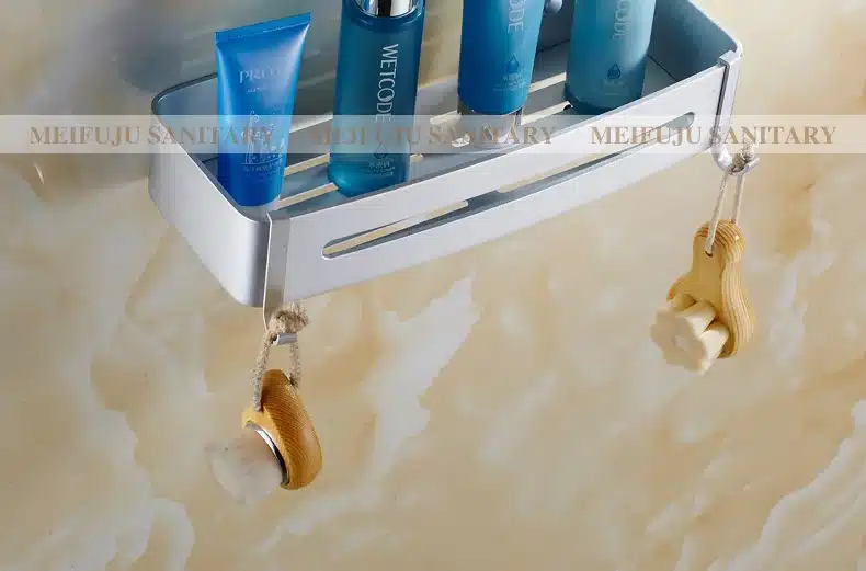 Space Aluminum Bathroom Shelf cosmetic rack with hooks bathroom rack shelves households rack bathroom 1-3 layers corner shelf 12