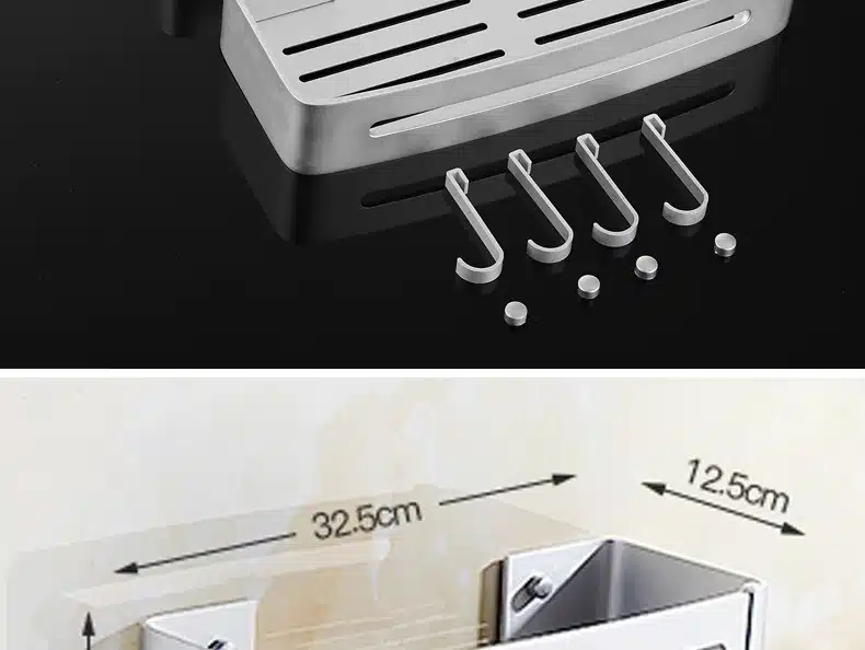 Space Aluminum Bathroom Shelf cosmetic rack with hooks bathroom rack shelves households rack bathroom 1-3 layers corner shelf 15