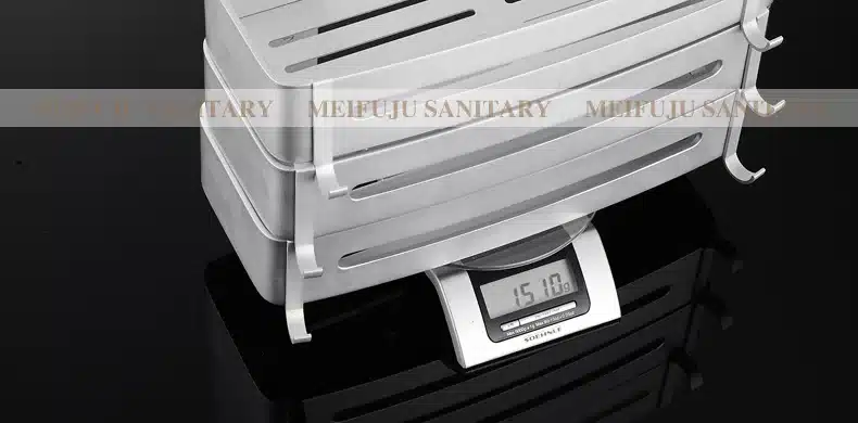 Space Aluminum Bathroom Shelf cosmetic rack with hooks bathroom rack shelves households rack bathroom 1-3 layers corner shelf 17