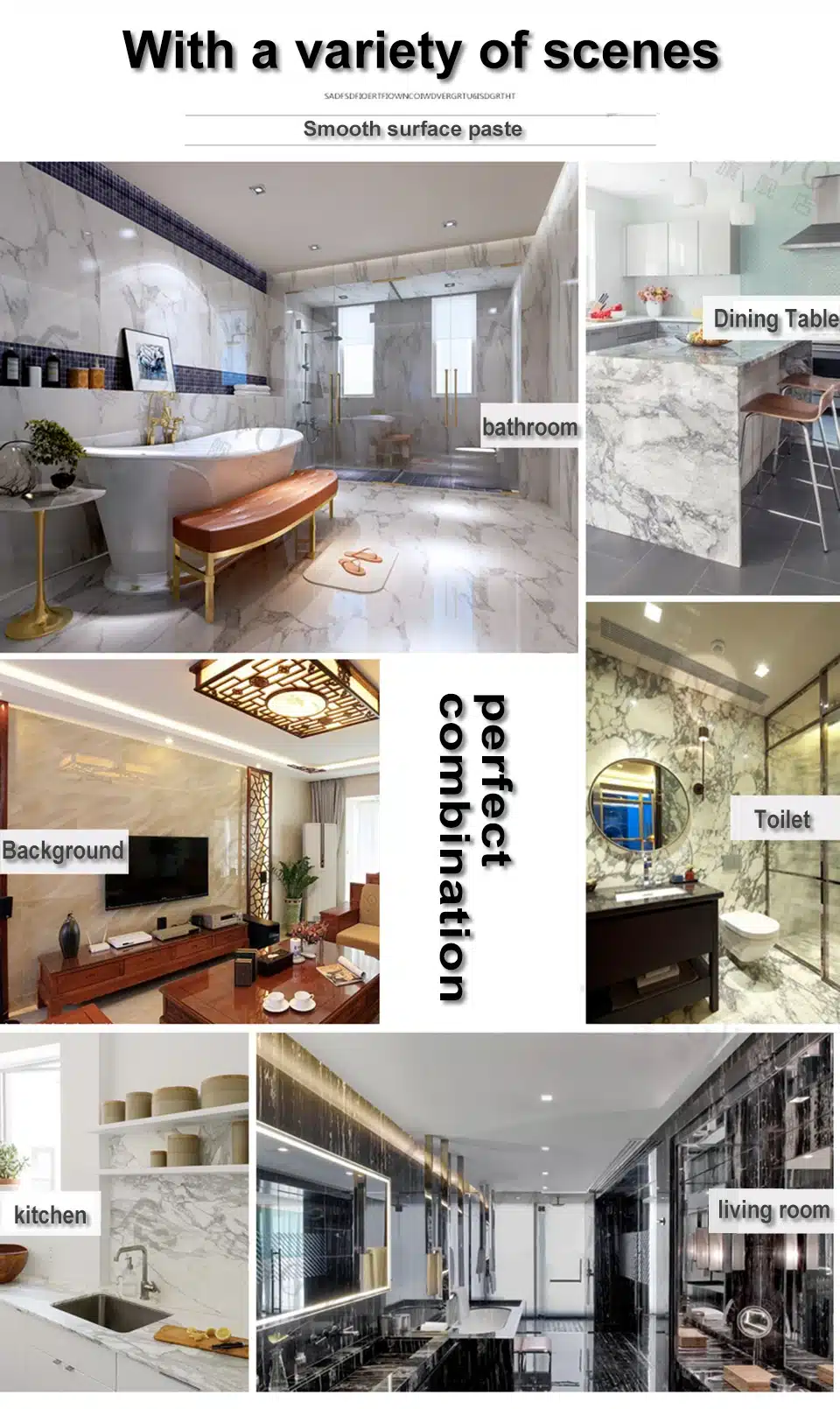Marble Vinyl Film Self Adhesive Wallpaper for Bathroom Kitchen Cupboard Countertops Contact Paper PVC Waterproof Wall Stickers 5