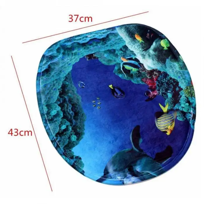Hot Sale Fashion 3Pcs/Set Bathroom Non-Slip Carpet Mat Rug Blue Ocean Style Pedestal Rug + Lid Toilet Cover + Bath Mat [NF] FG 4