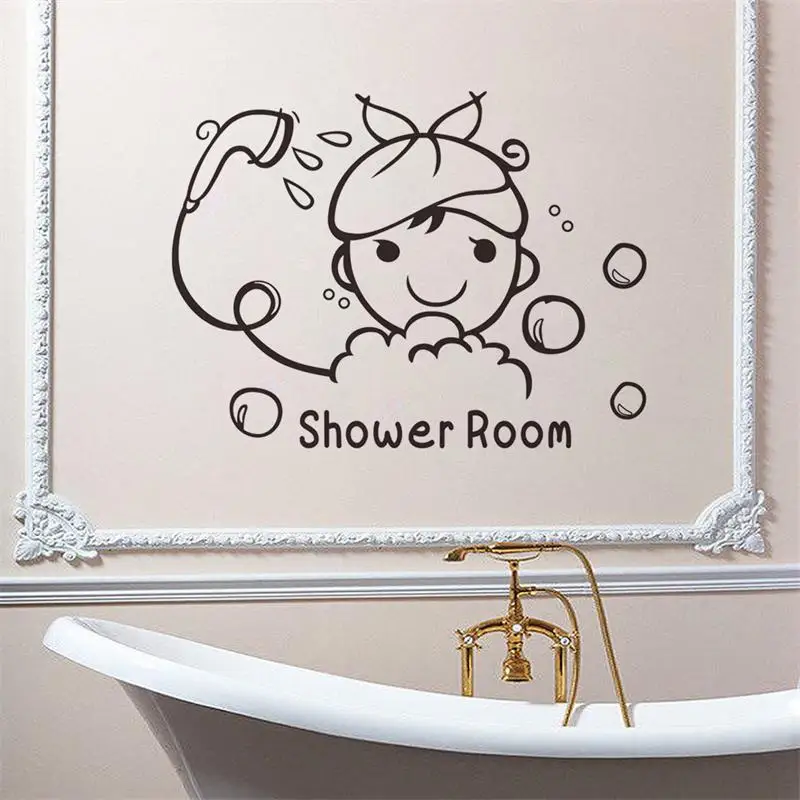 creative baby love shower bubble wall stickers for bathroom sliding door waterproof glass shower room wall decals art mural 6