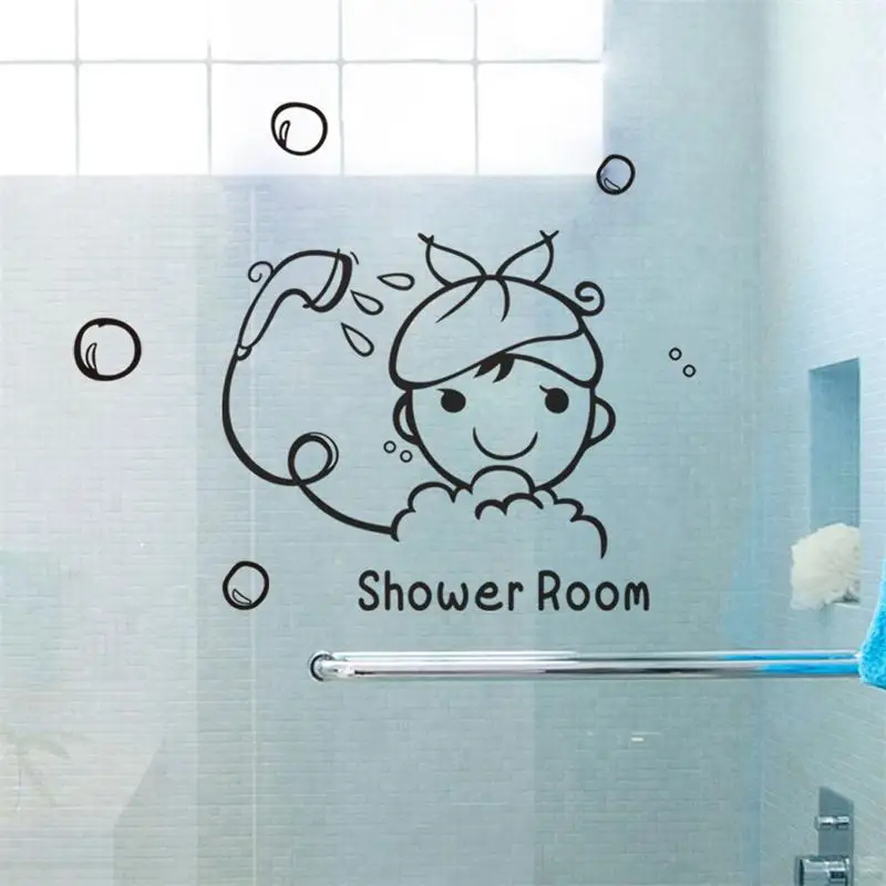 creative baby love shower bubble wall stickers for bathroom sliding door waterproof glass shower room wall decals art mural 7